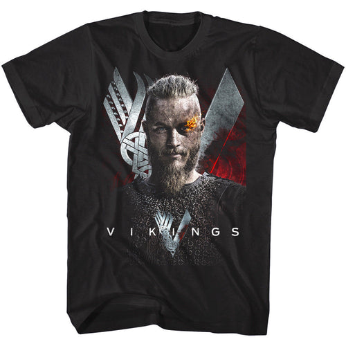 Vikings Ragnar Flaming Eyebrow Men's T Shirt